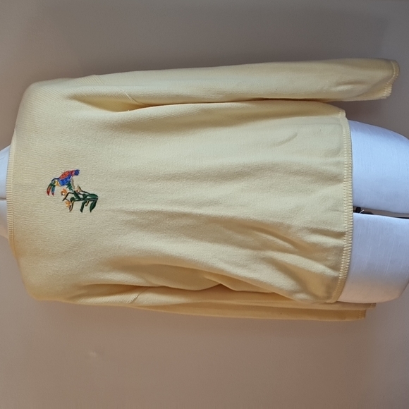 Parrots Tropical sweater Parrots Tia Designs yellow cardigan  size Extra Large - Picture 7 of 10